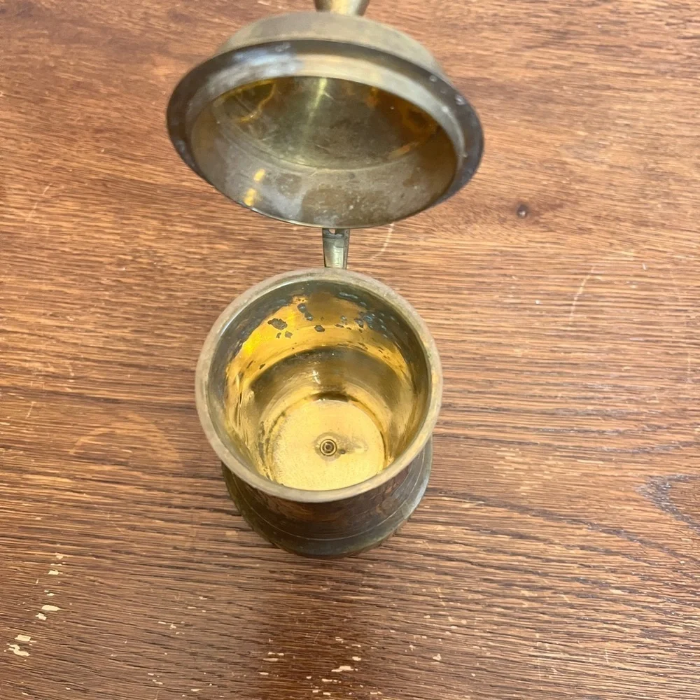 Vintage Brass Lidded Tankard Mug – Made in India – 8” Bar Décor / Collectible